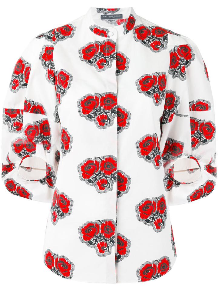 Alexander Mcqueen Poppy Print Shirt, Women's, Size: 38, White, Cotton