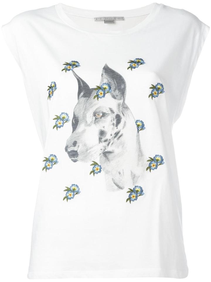 Stella Mccartney Embroidered Floral Dog T-shirt - White