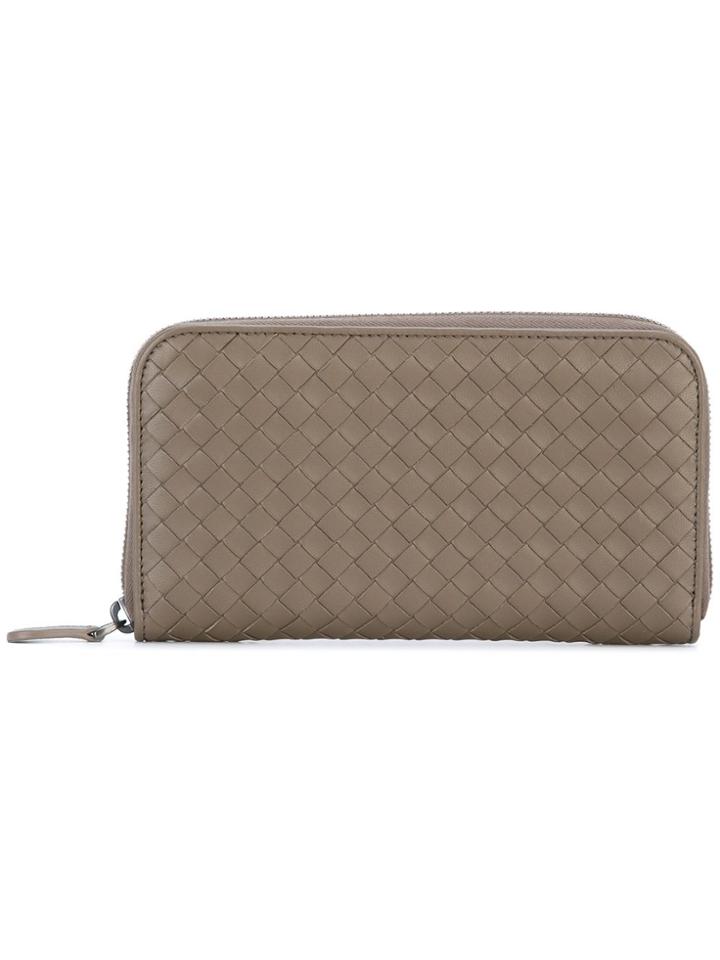 Bottega Veneta Interlaced Zip Around Wallet - Nude & Neutrals