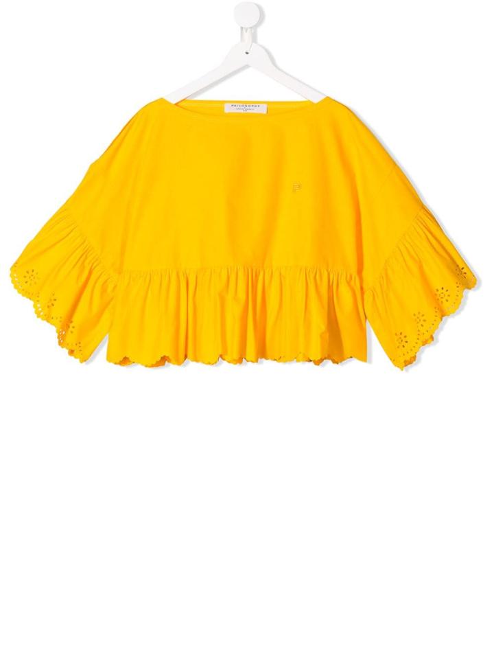 Philosophy Di Lorenzo Serafini Kids Teen Scalloped Detail Top - Yellow