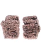 Jocelyn Fingerless Fur Gloves - Pink & Purple