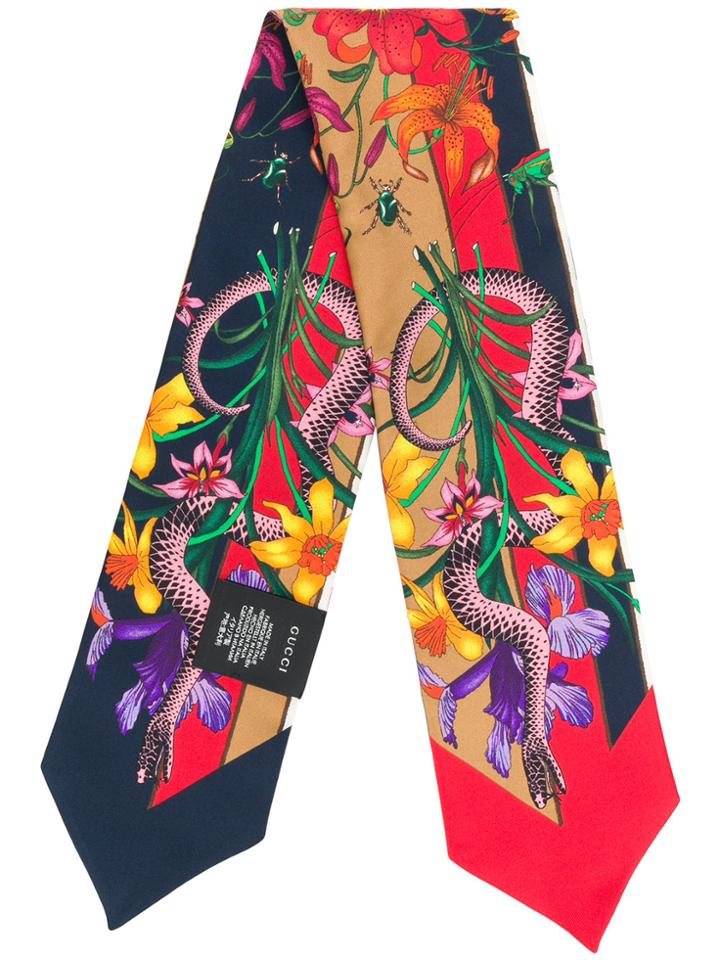 Gucci Floral Snakes Stripe Neck Bow - Multicolour