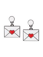 Yazbukey Heart Envelope Earrings - White