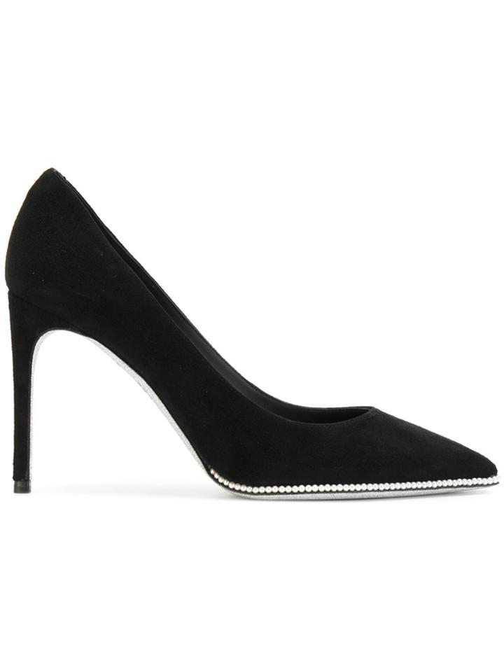 René Caovilla Pearl Trim Pointed Pumps - Black