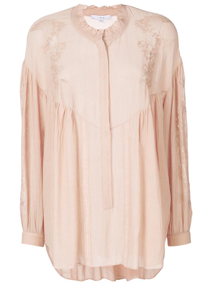 Iro Lace Panel Peasant Blouse - Pink & Purple