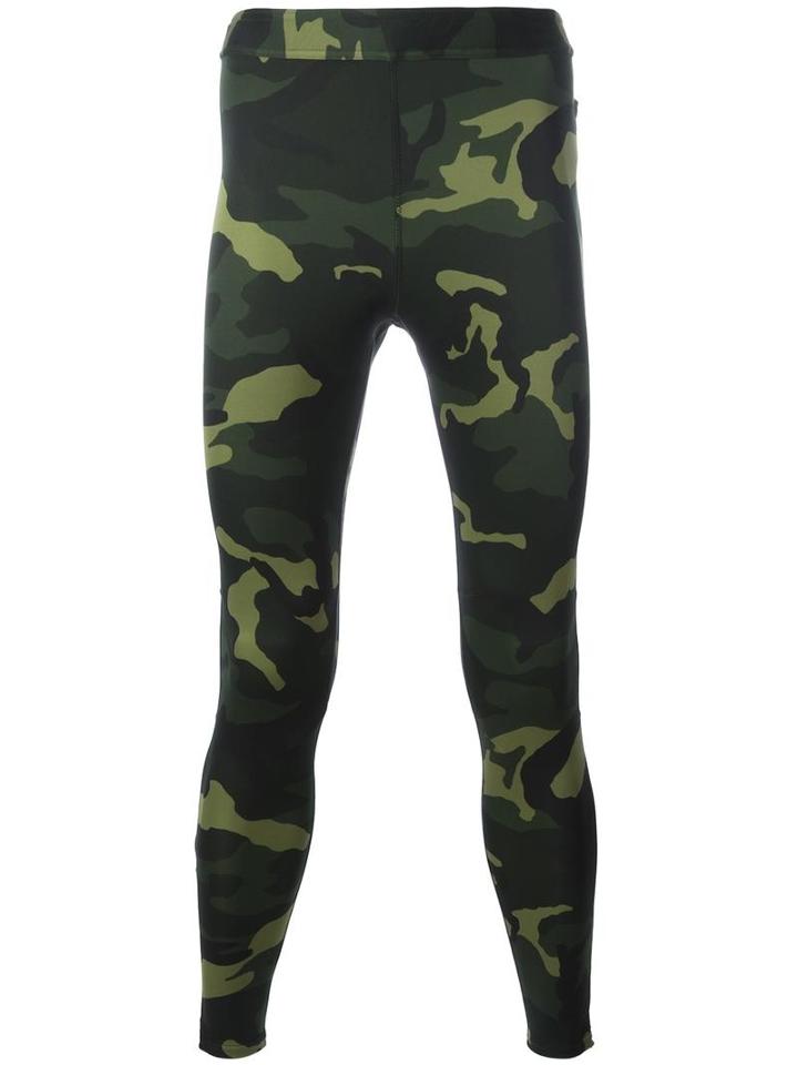 Adidas Camouflage Print Leggings, Men's, Size: Small, Green, Polyester/spandex/elastane
