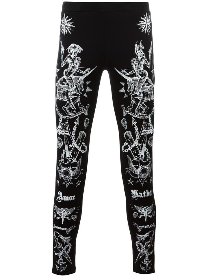 Givenchy Tattoo Print Leggings, Men's, Size: Medium, Black, Cotton