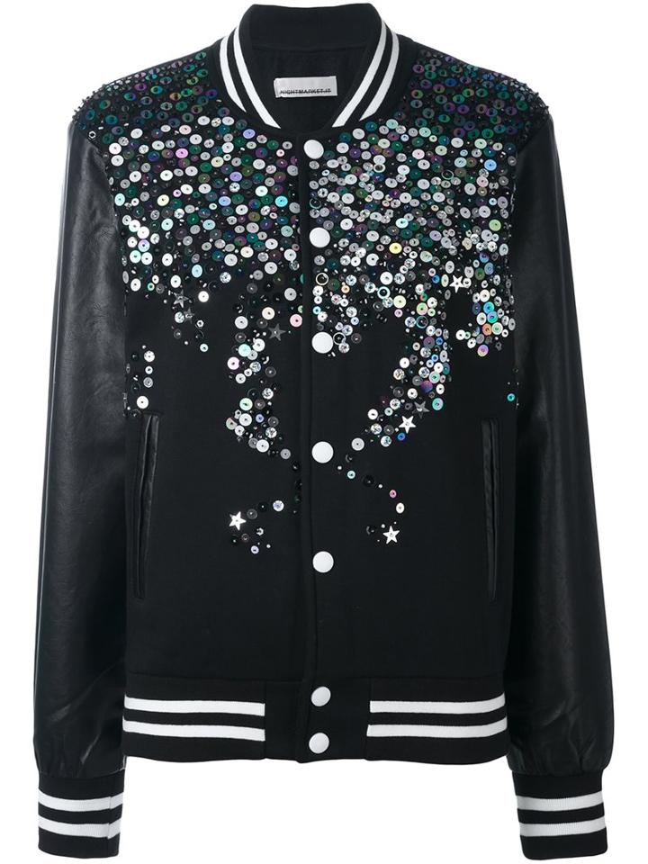Night Market Sequin Embellished Bomber Jacket