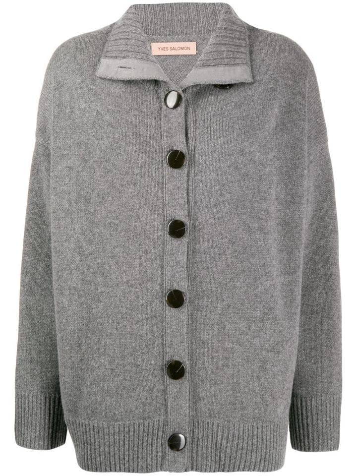 Yves Salomon Dropped Shoulder Cardigan - Grey
