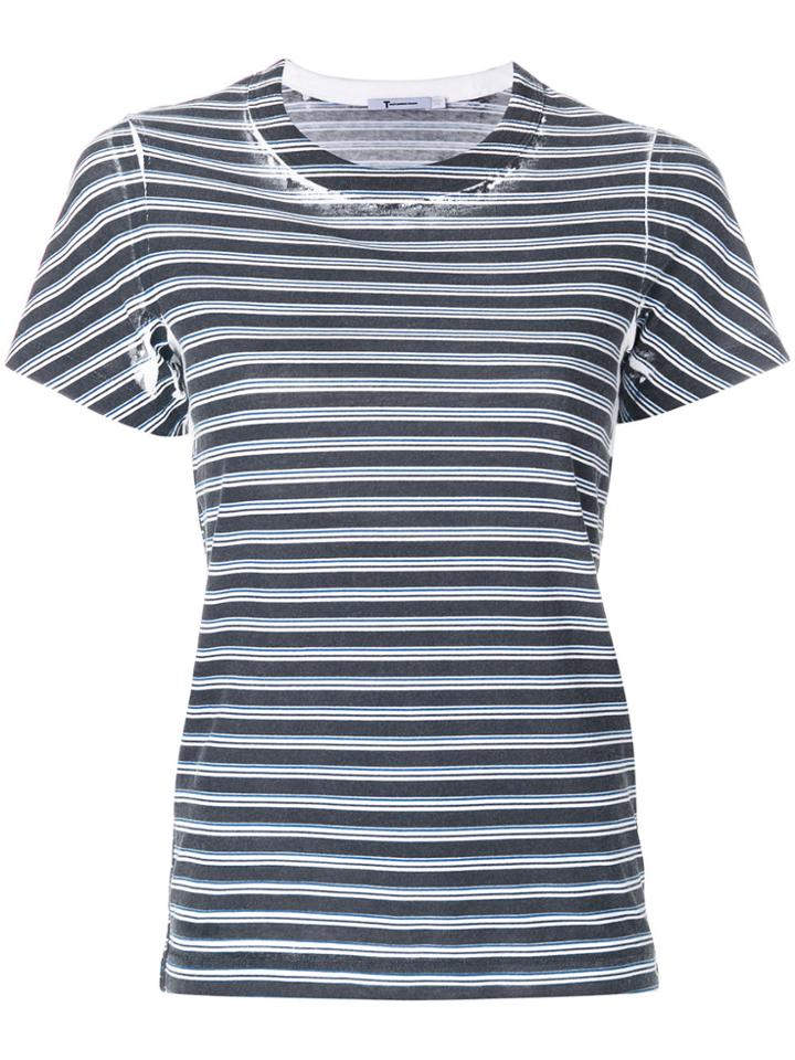 T By Alexander Wang Destroyed Stripe T-shirt - Black