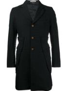 Comme Des Garçons Homme Plus Single Breasted Jacquard Coat, Men's, Size: Medium, Black, Polyester