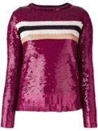 Aviù Striped Sequin Jumper, Women's, Size: 46, Red, Polyamide/spandex/elastane/polyester