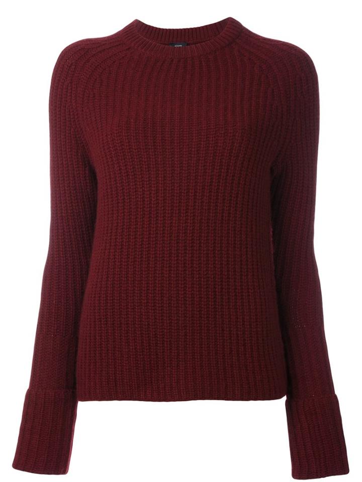 Joseph Round Neck Jumper, Women's, Size: Medium, Red, Cashmere