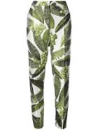 Oscar De La Renta Leaf Print Trousers - Green