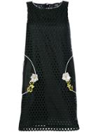 Cavalli Class Lace Embroidered Flower Embellished Dress - Black