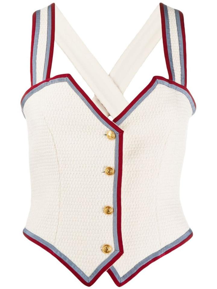Gucci Tweed Bustier Top - Neutrals