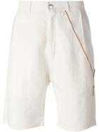 Odeur Zipper Detail Shorts, Adult Unisex, Size: Xs, White, Silk/linen/flax