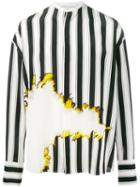 Haider Ackermann Bleach And Stripe Print Shirt, Men's, Size: Medium, Black, Silk