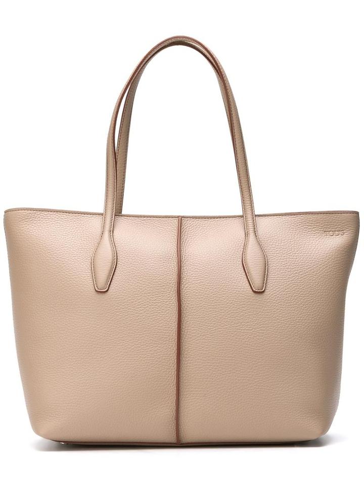 Tod's Tag Detail Tote, Women's, Nude/neutrals, Leather