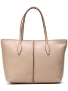 Tod's Tag Detail Tote, Women's, Nude/neutrals, Leather