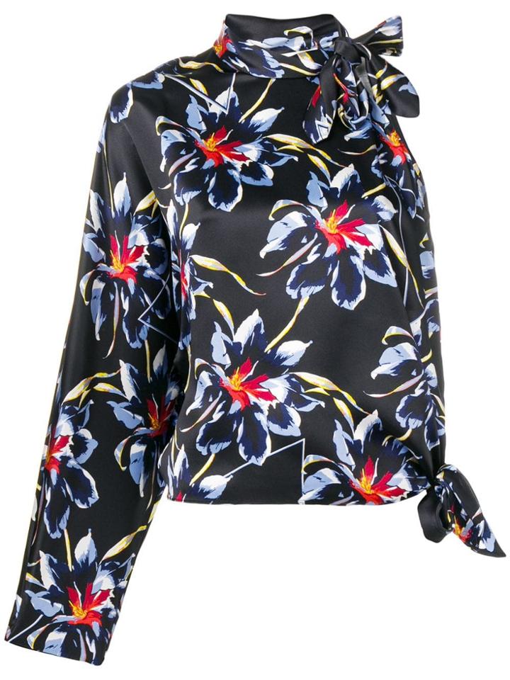Dvf Diane Von Furstenberg Floral One-shoulder Blouse - Black
