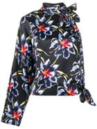 Dvf Diane Von Furstenberg Floral One-shoulder Blouse - Black