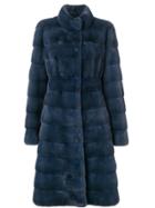 Liska Long Panelled Coat - Blue