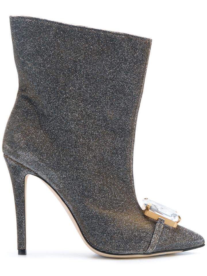 Marco De Vincenzo Embellished Ankle Boots - Metallic