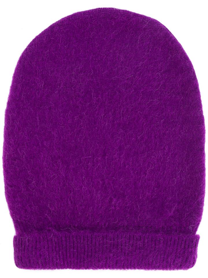 Mm6 Maison Margiela Ribbed Trim Beanie - Pink & Purple