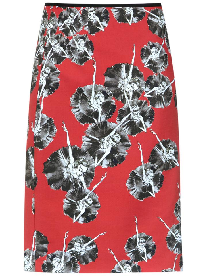 Reinaldo Lourenço Ballerina Print Skirt - Red