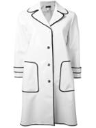 Twin-set Contrast Trim Coat, Women's, Size: 42, White, Polyester/polyurethane Resin