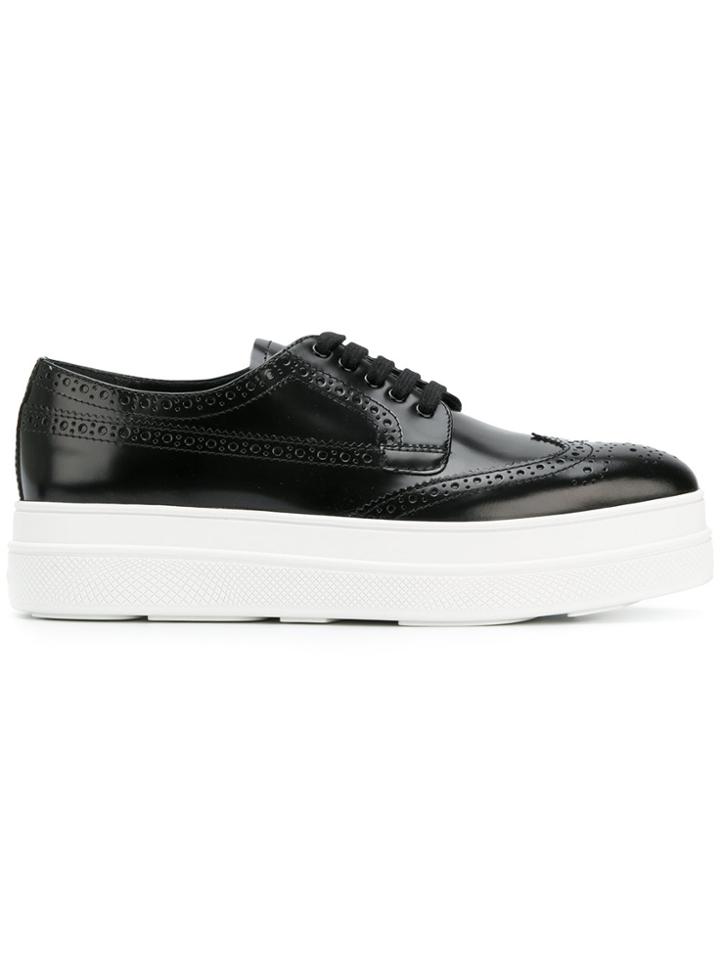 Prada Platform Lace-up Shoes - Black