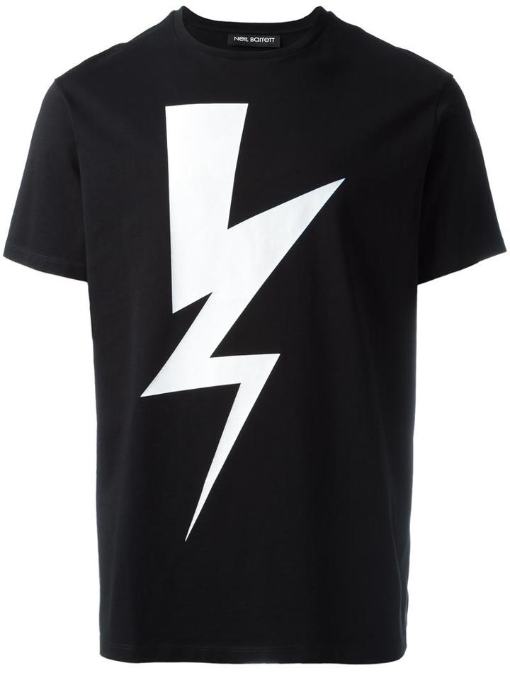 Neil Barrett Lightning Bolt T-shirt, Men's, Size: Xl, Black, Cotton
