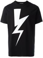 Neil Barrett Lightning Bolt T-shirt, Men's, Size: Xl, Black, Cotton