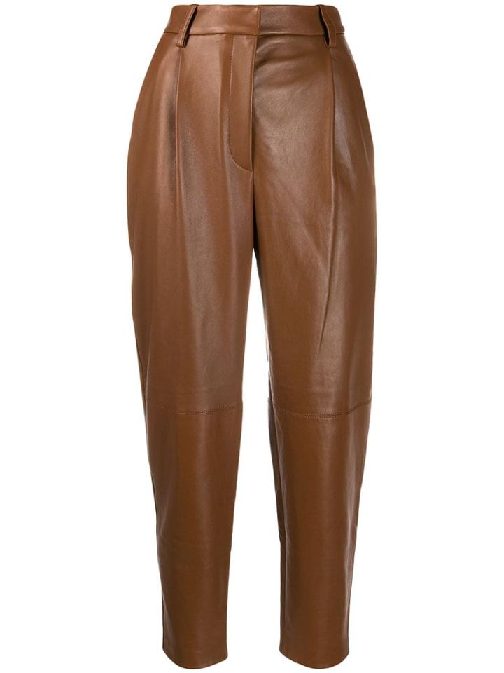 Antonelli Tapered Leather Trousers - Brown