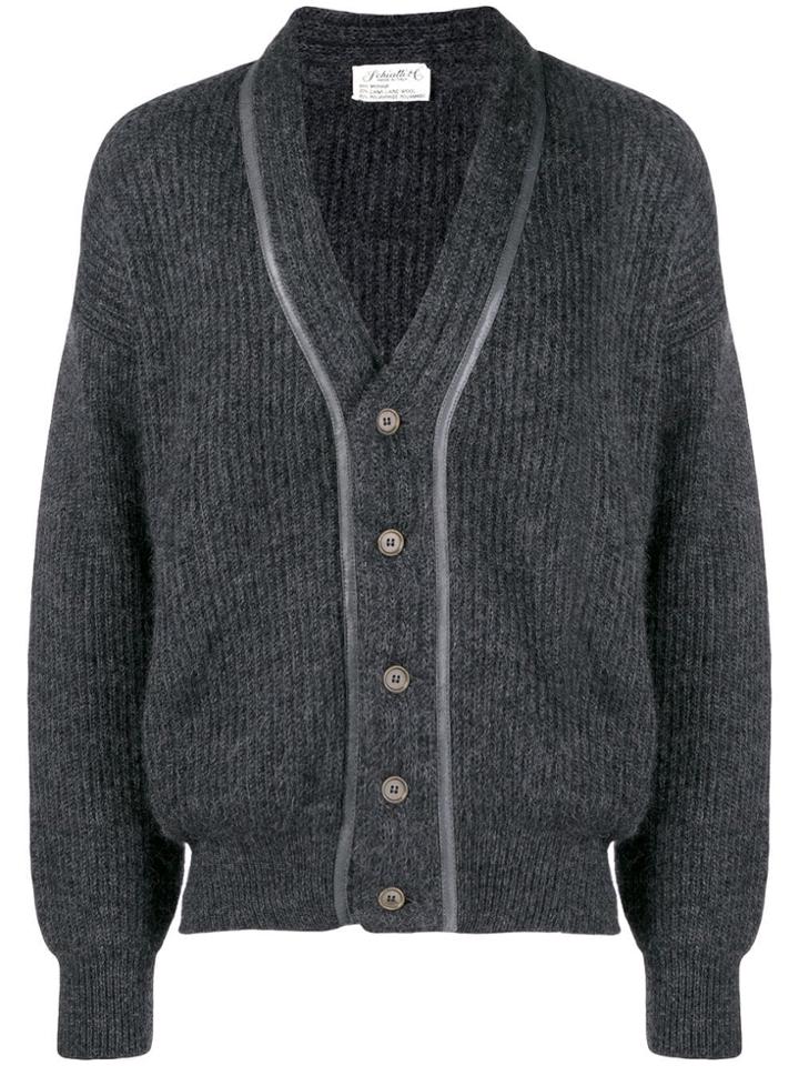 Schiatti & C Vintage Fitted Cuffs Ribbed Cardigan - Grey
