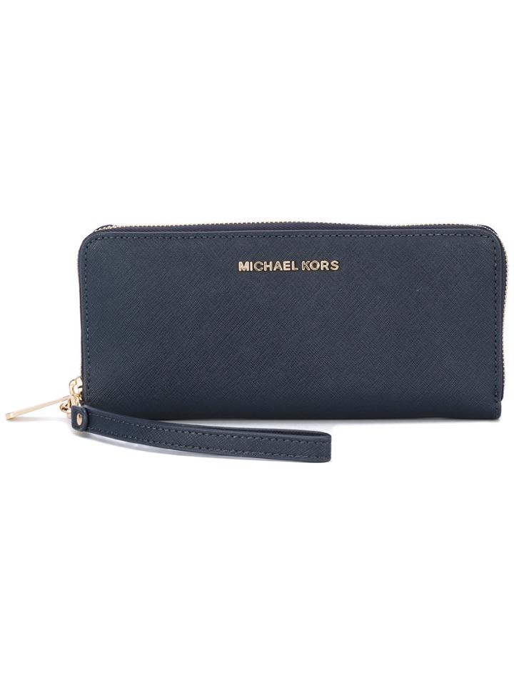 Michael Michael Kors 'jet Set' Continental Wristlet Wallet - Blue