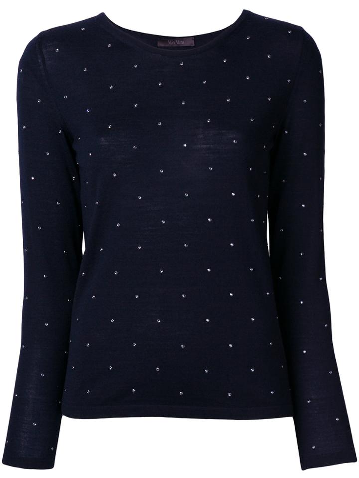 Max Mara Embellished Slim Fit Sweater - Blue