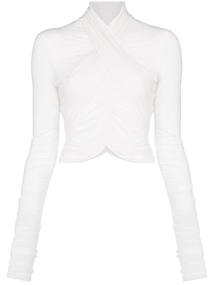 Unravel Project Wrap-front Sheer Blouse - White