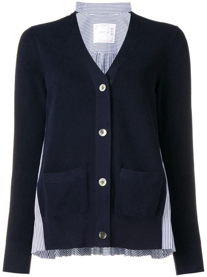 Sacai Stripe Detail Cardigan - Blue