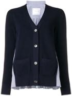Sacai Stripe Detail Cardigan - Blue