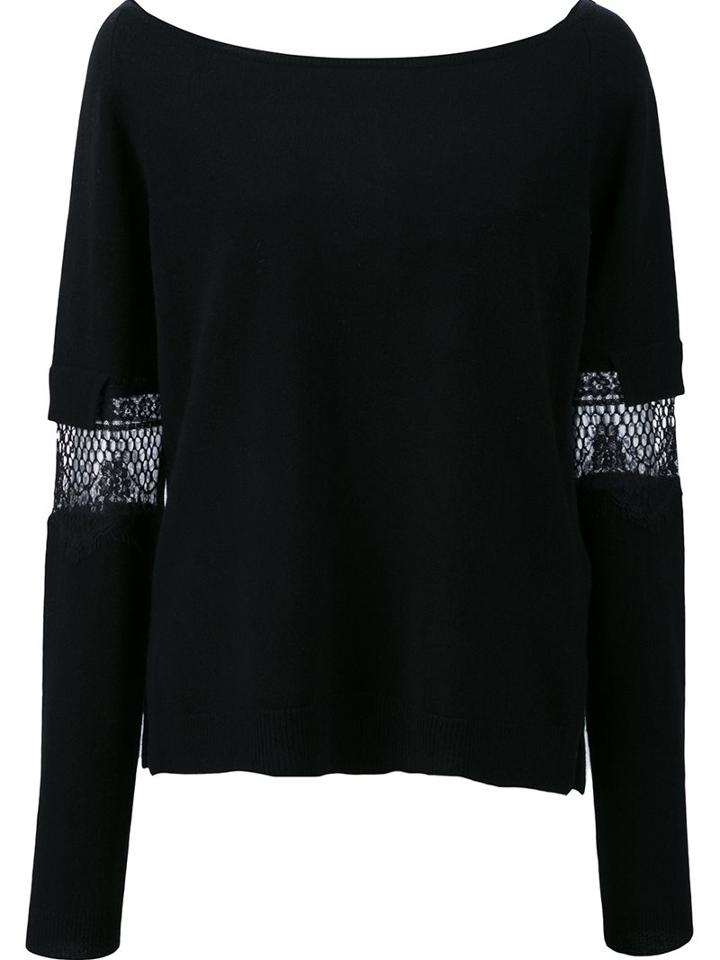 Dorothee Schumacher Lace Inset Jumper, Women's, Size: 4, Black, Cashmere