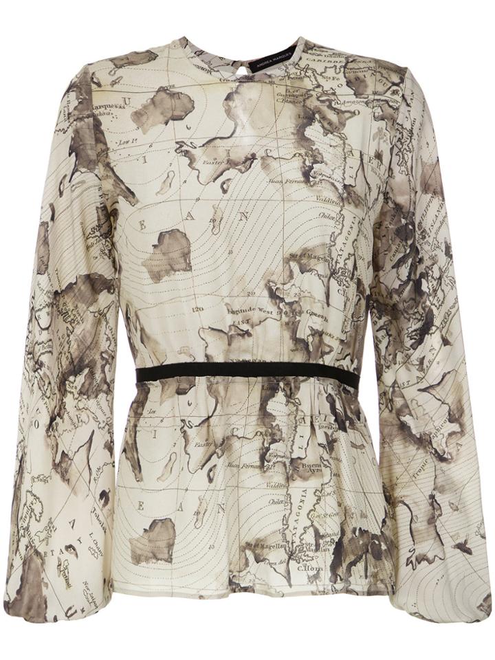 Andrea Marques Maps Print Blouse - Nude & Neutrals