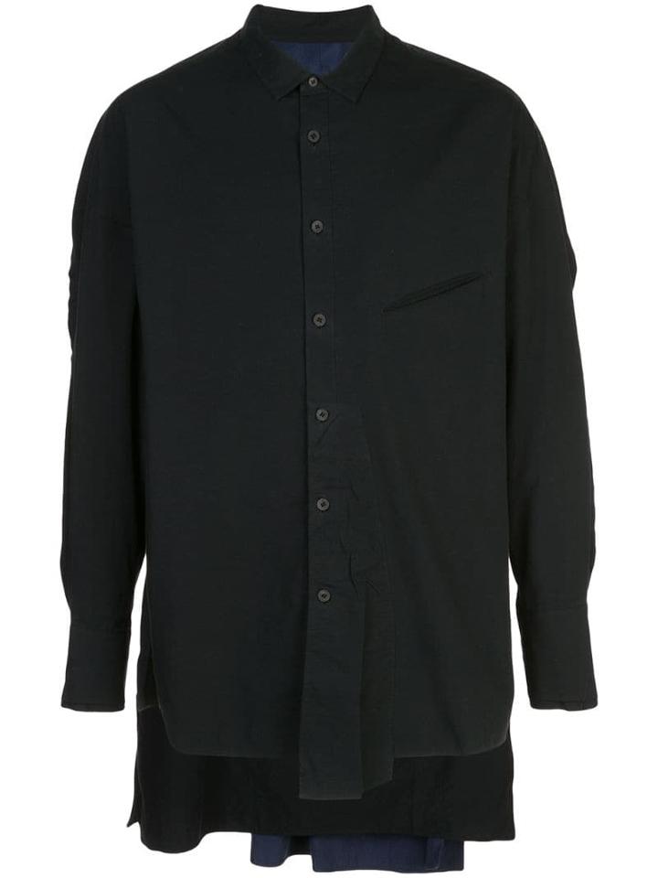 Ziggy Chen Two-tone Asymmetric Shirt - Black