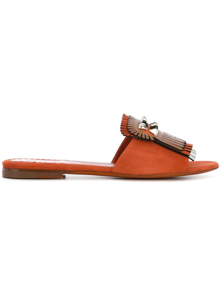 Santoni Fringed Flat Sandals - Yellow & Orange