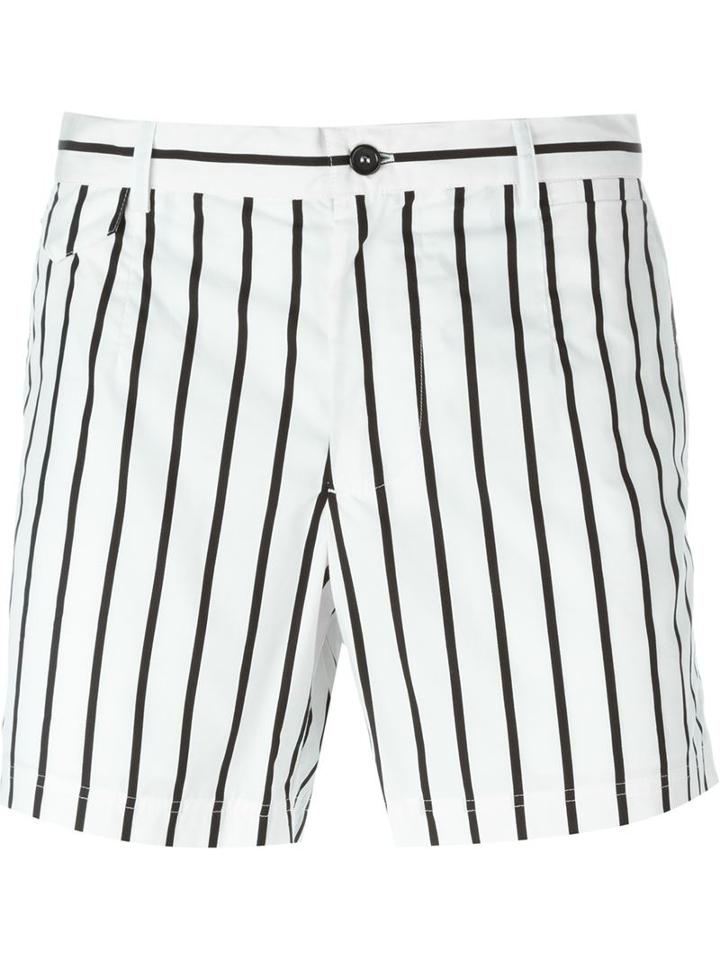 Dolce & Gabbana Striped Swim Shorts, Men's, Size: 6, White, Cotton/polyamide/spandex/elastane/spandex/elastane