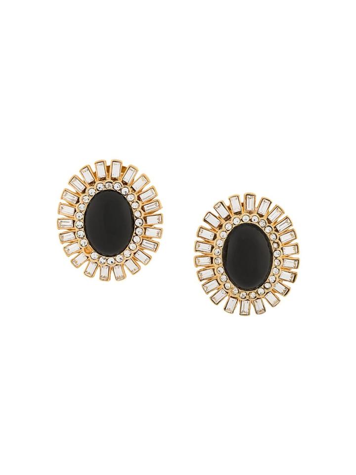 Susan Caplan Vintage 1980s Vintage Oval Jet Coloured Clip-on Earrings