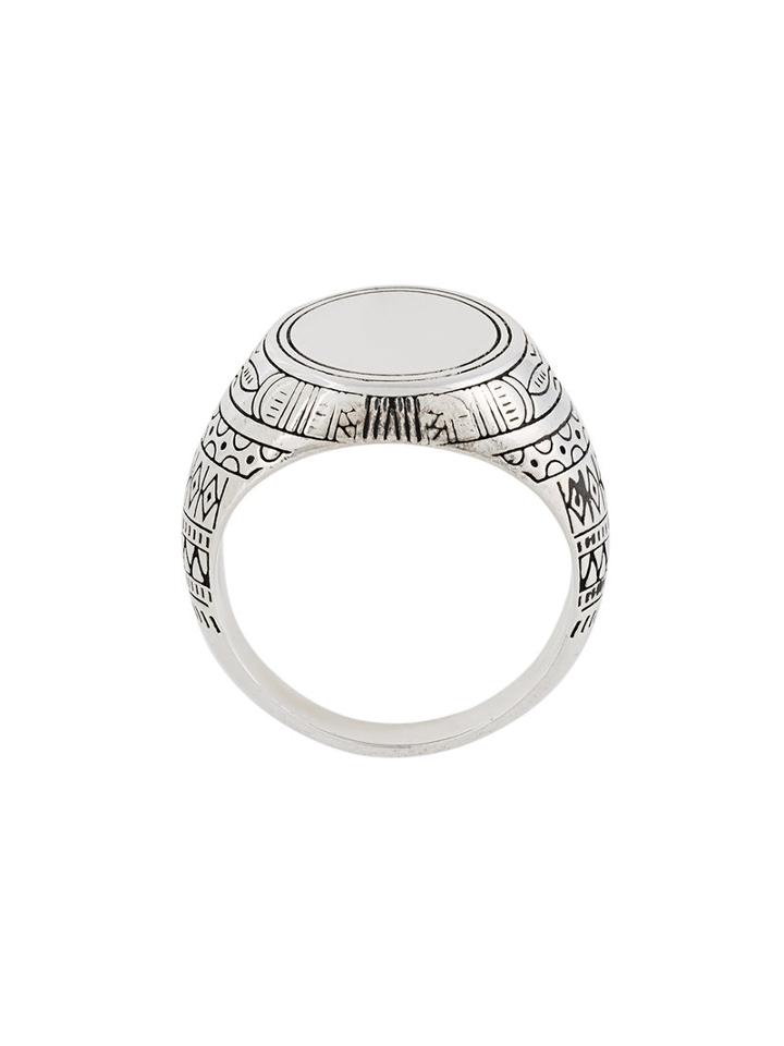 Andrea D'amico Pattern Round Ring, Men's, Size: Medium, Metallic
