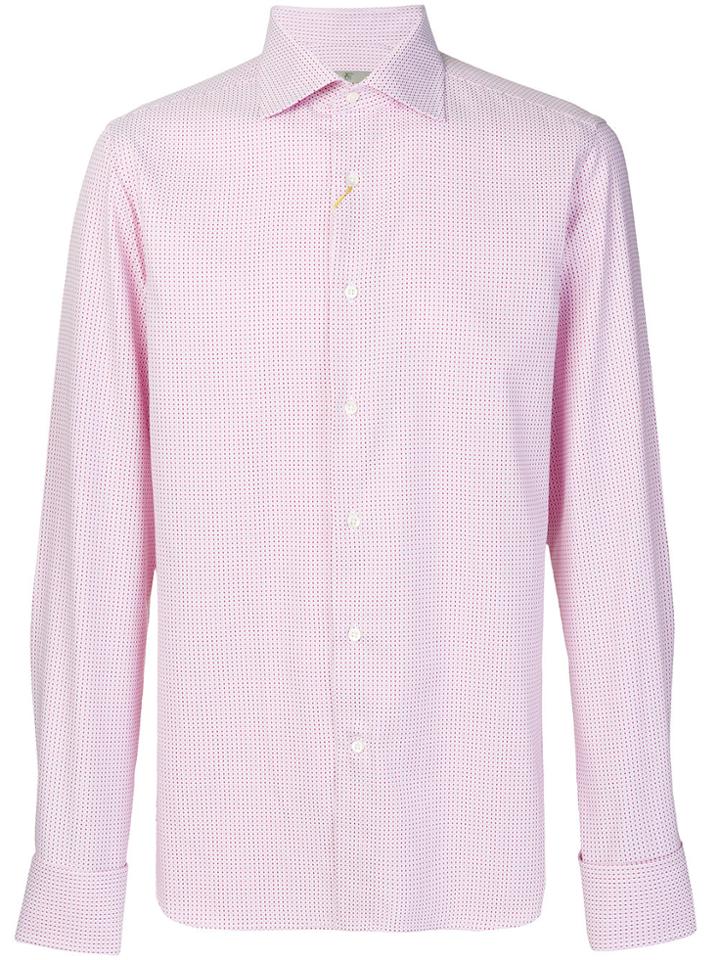 Canali Micro Print Button-down Shirt - Pink & Purple