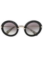Miu Miu Eyewear Round Frame Sunglasses, Women's, Black, Acetate/metal (other)